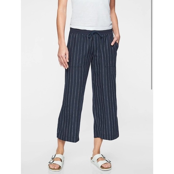 Athleta Pants - Athleta Stripe Bali Linen Crop Size 4